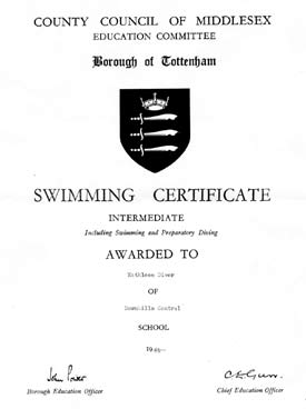Swimming certificate